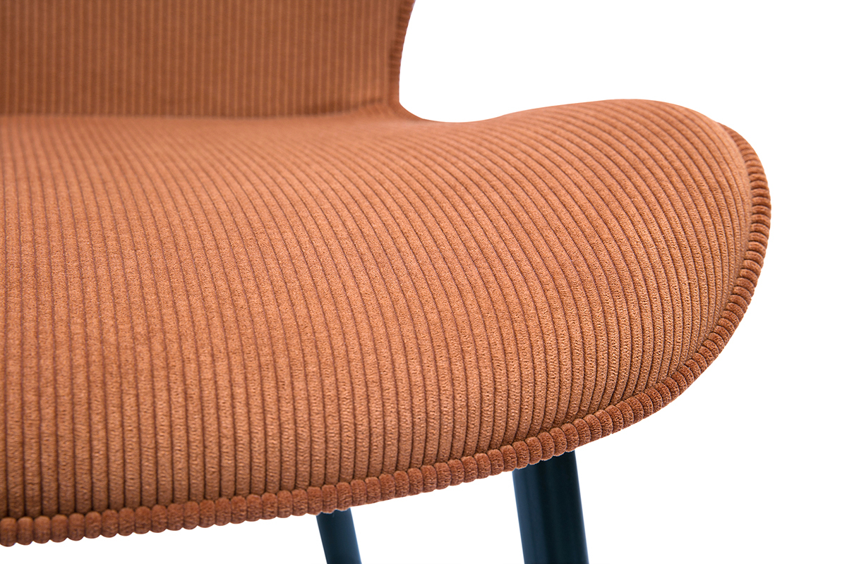 Design-St�hle aus Cordstoff in Terracotta und schwarzem Metall (2er-Set) ADDICT