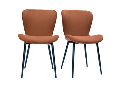 Design-Stühle aus Cordstoff in Terracotta und schwarzem Metall (2er-Set) ADDICT