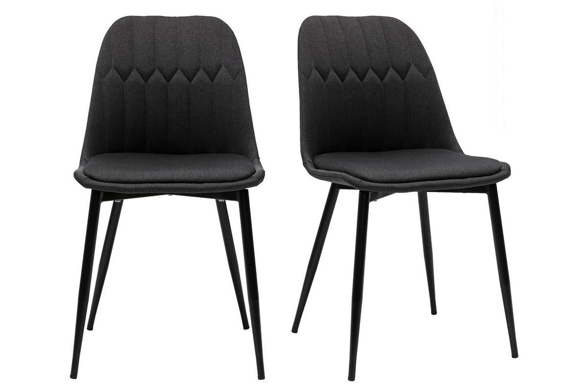 Design-Sthle aus dunkelgrauem Stoff und Metallbeinen (2er-Set) FUSE