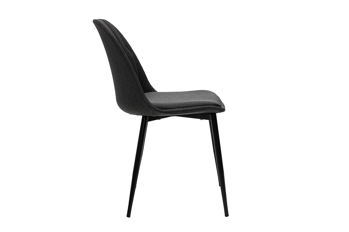 Design-Sthle aus dunkelgrauem Stoff und Metallbeinen (2er-Set) FUSE