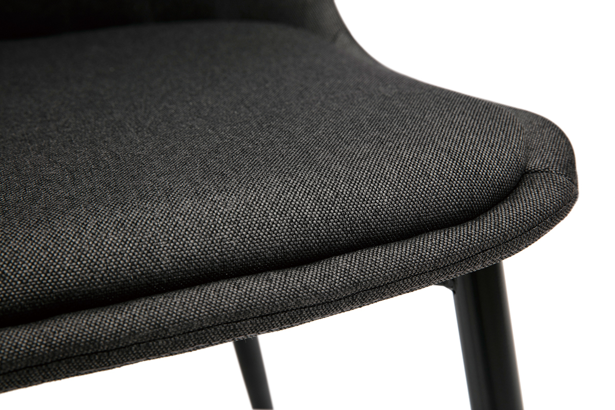 Design-Sthle aus dunkelgrauem Stoff und Metallbeinen (2er-Set) FUSE