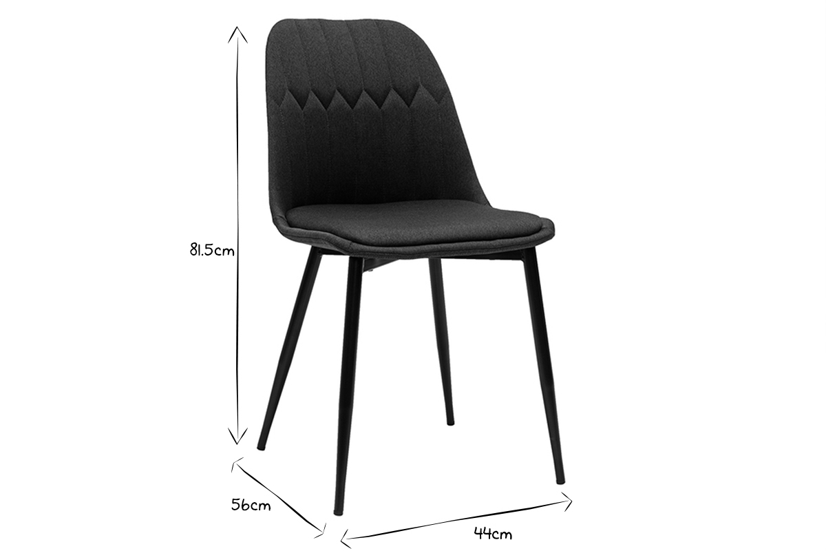 Design-Sthle aus dunkelgrauem Stoff und Metallbeinen (2er-Set) FUSE