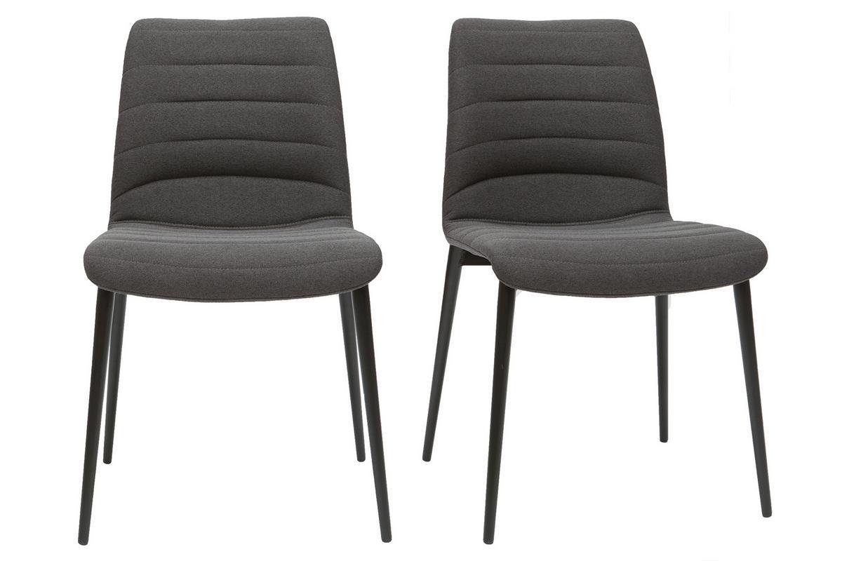 Design-Sthle aus dunkelgrauem Stoff und schwarzem Metall (2er-Set) ZADIG