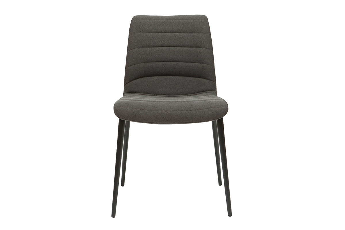 Design-Sthle aus dunkelgrauem Stoff und schwarzem Metall (2er-Set) ZADIG