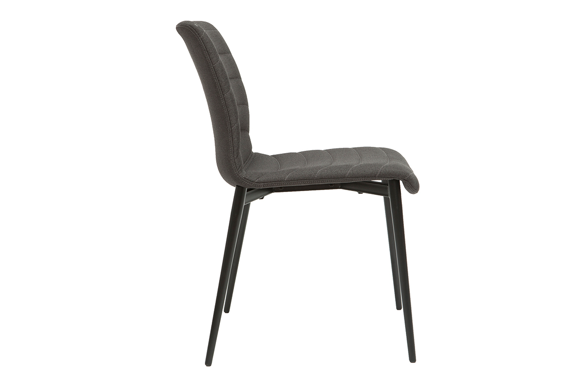 Design-Sthle aus dunkelgrauem Stoff und schwarzem Metall (2er-Set) ZADIG
