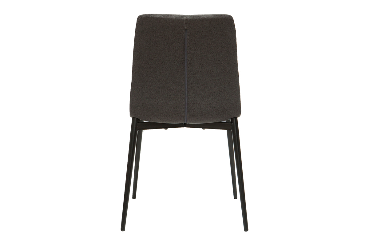 Design-Sthle aus dunkelgrauem Stoff und schwarzem Metall (2er-Set) ZADIG