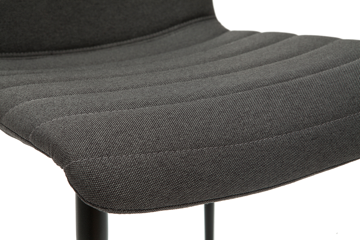 Design-Sthle aus dunkelgrauem Stoff und schwarzem Metall (2er-Set) ZADIG
