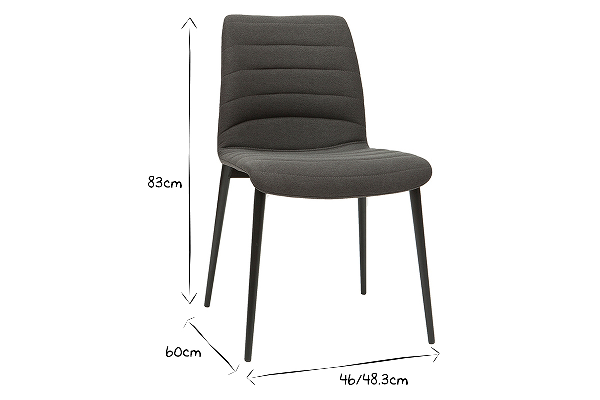Design-Sthle aus dunkelgrauem Stoff und schwarzem Metall (2er-Set) ZADIG