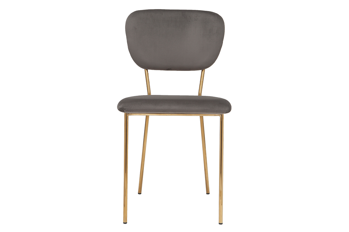 Design-Sthle aus dunkelgrauem Stoff und vergoldetem Metall - 2er-Satz LEPIDUS