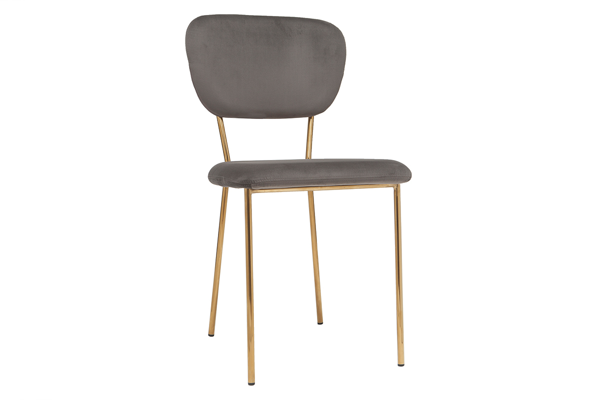 Design-Sthle aus dunkelgrauem Stoff und vergoldetem Metall - 2er-Satz LEPIDUS
