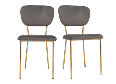 Design-St&uuml;hle aus dunkelgrauem Stoff und vergoldetem Metall - 2er-Satz LEPIDUS