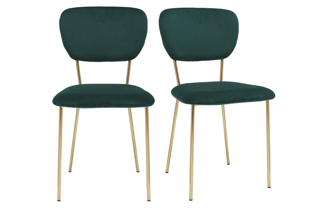 Design-Sthle aus dunkelgrnem Samt und vergoldetem Metall (2er-Set) LEPIDUS