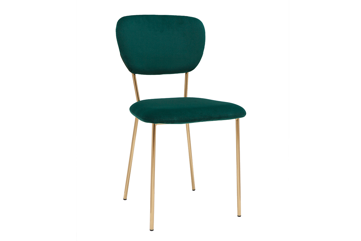 Design-Sthle aus dunkelgrnem Samt und vergoldetem Metall (2er-Set) LEPIDUS