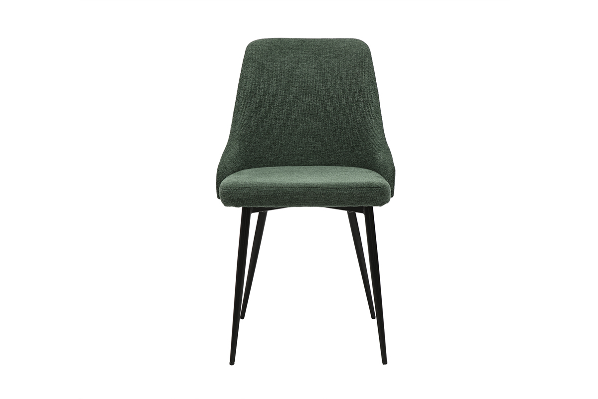 Design-Sthle aus dunkelgrnem strukturiertem Samteffektgewebe und schwarzem Metall (2er-Set) CULT