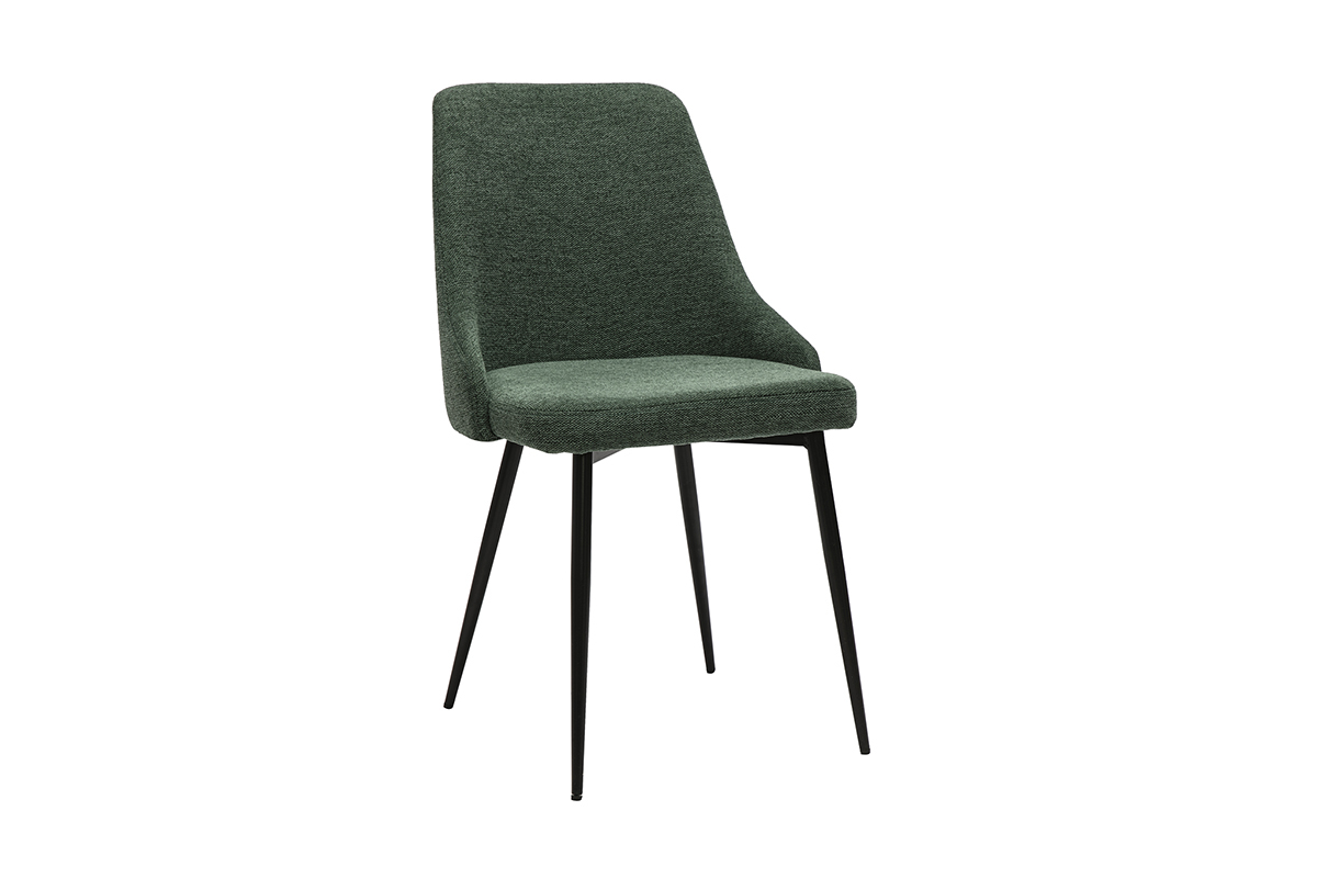 Design-Sthle aus dunkelgrnem strukturiertem Samteffektgewebe und schwarzem Metall (2er-Set) CULT