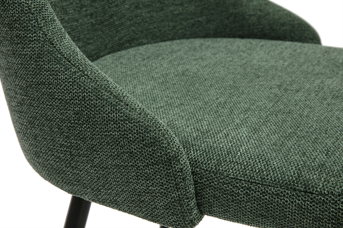 Design-Sthle aus dunkelgrnem strukturiertem Samteffektgewebe und schwarzem Metall (2er-Set) CULT