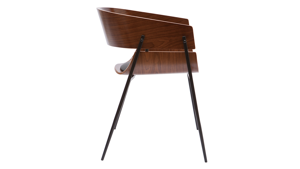 Design-Stühle aus dunklem Holz und schwarzem Metall (2er-Set) WESS