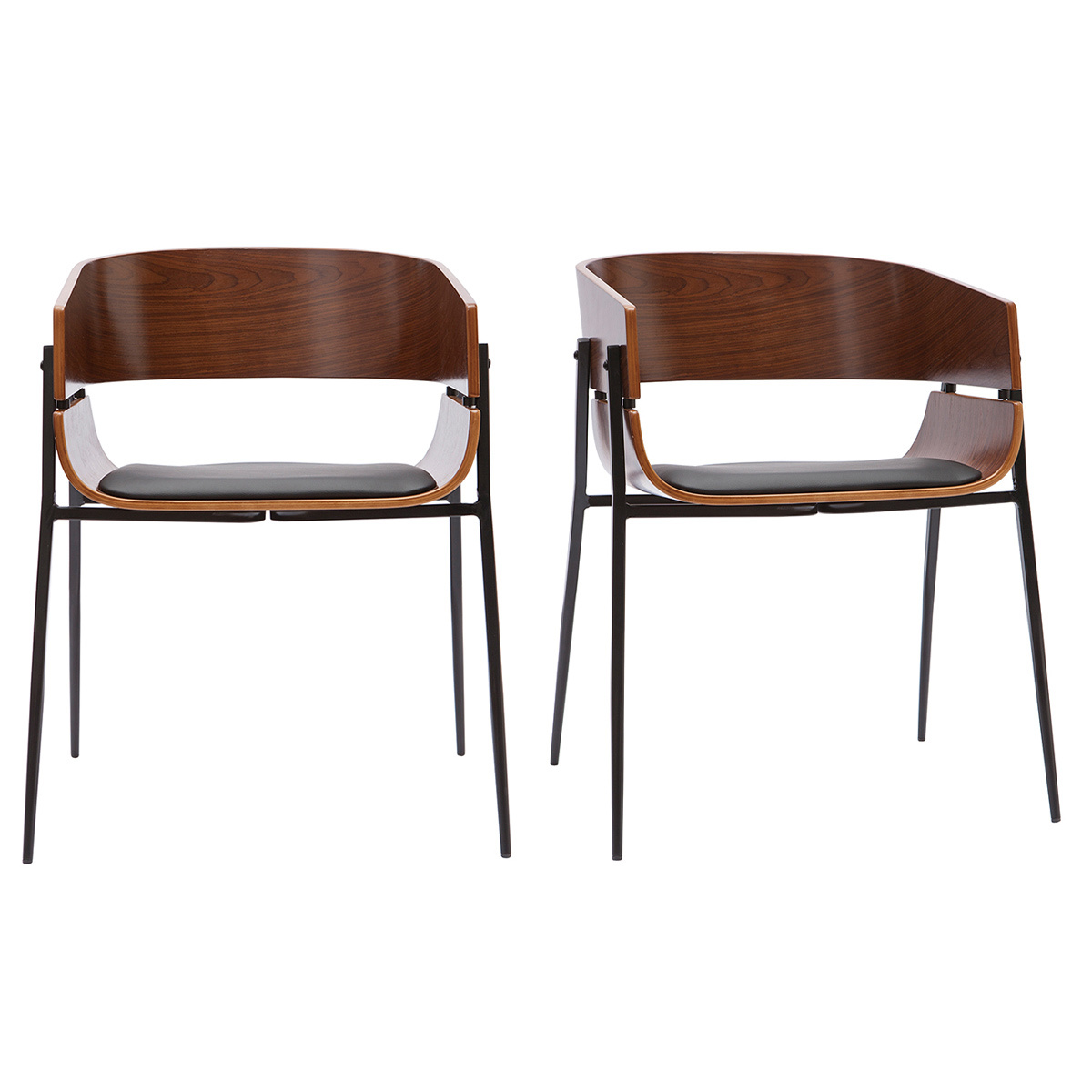 Miliboo Design-Stühle aus dunklem Holz und schwarzem Metall (2er-Set) WESS