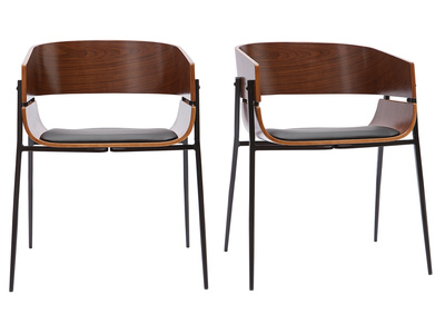 Design-Stühle aus dunklem Holz und schwarzem Metall (2er-Set) WESS