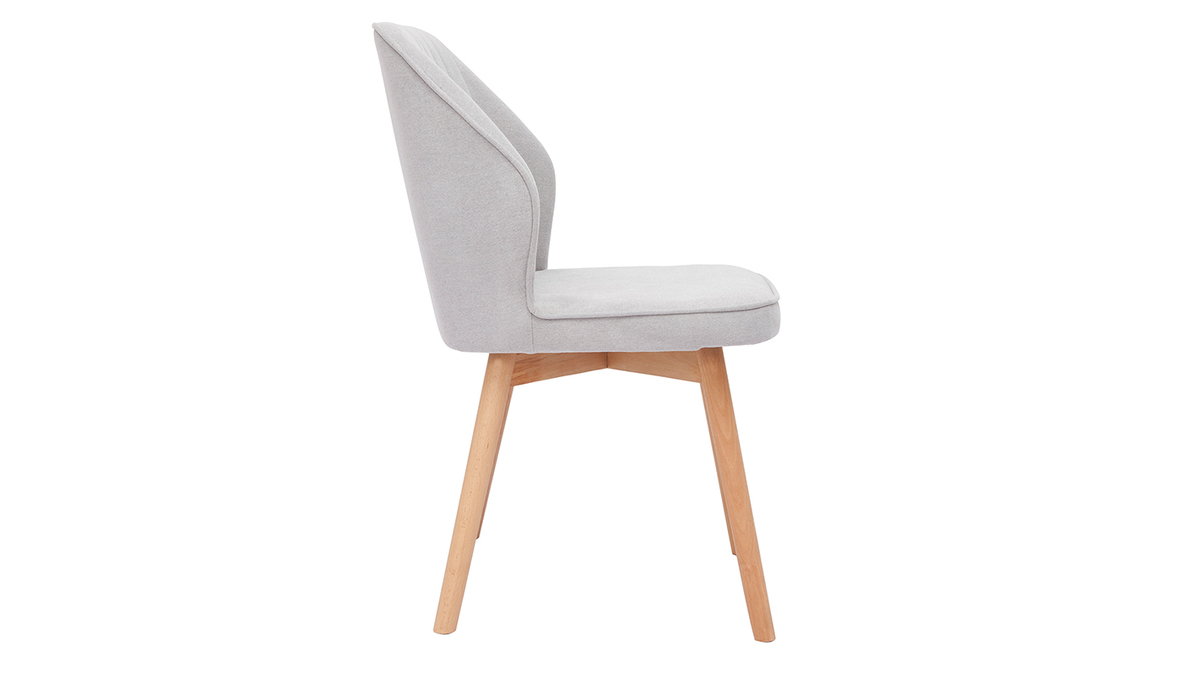 Design-Stühle aus grauem Stoff mit Samteffekt und Füße aus Holz (2er-Set) FANETTE