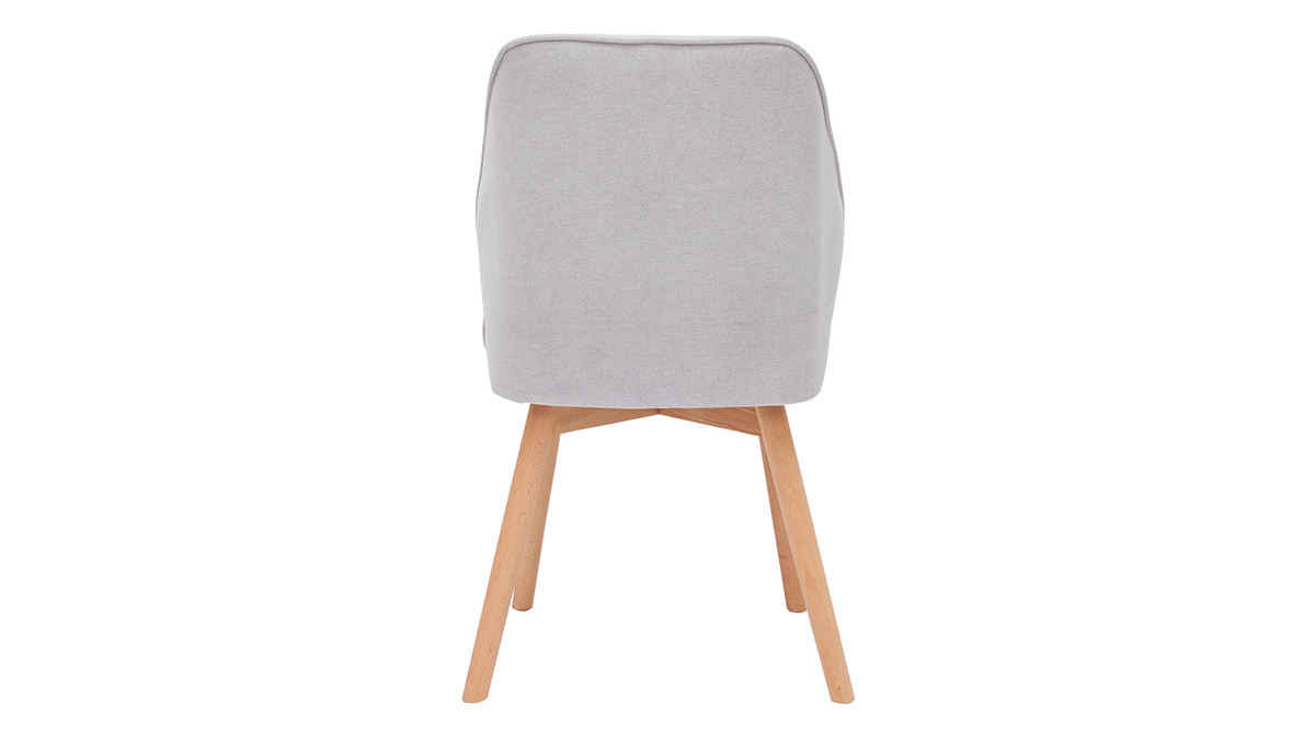 Design-Stühle aus grauem Stoff mit Samteffekt und Füße aus Holz (2er-Set) FANETTE