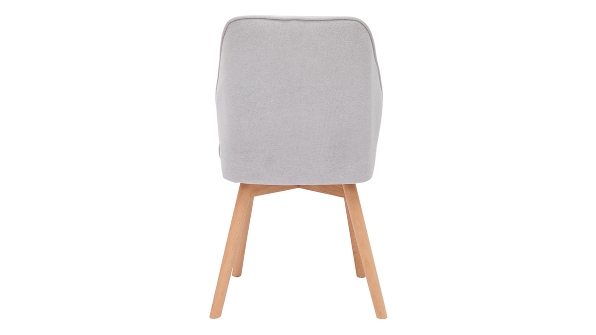 Design-Sthle aus grauem Stoff mit Samteffekt und Fe aus Holz (2er-Set) FANETTE