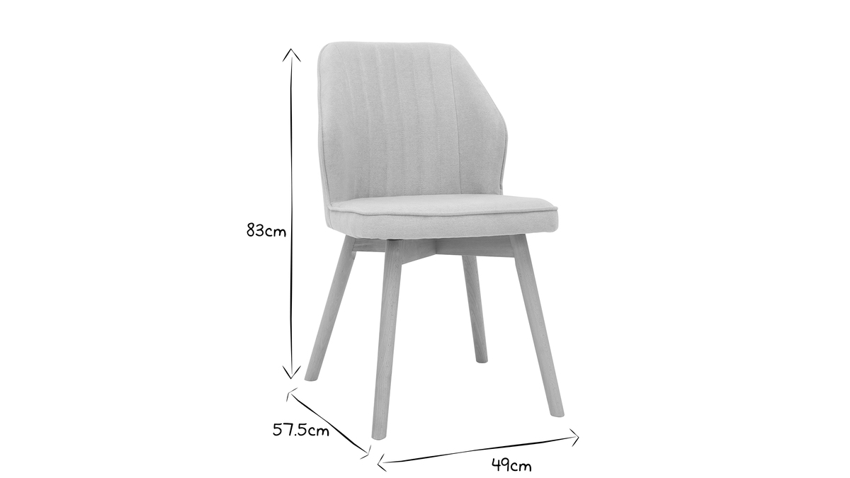 Design-Sthle aus grauem Stoff mit Samteffekt und Fe aus Holz (2er-Set) FANETTE