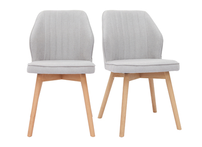 Design-Stühle aus grauem Stoff mit Samteffekt und Füße aus Holz (2er-Set) FANETTE