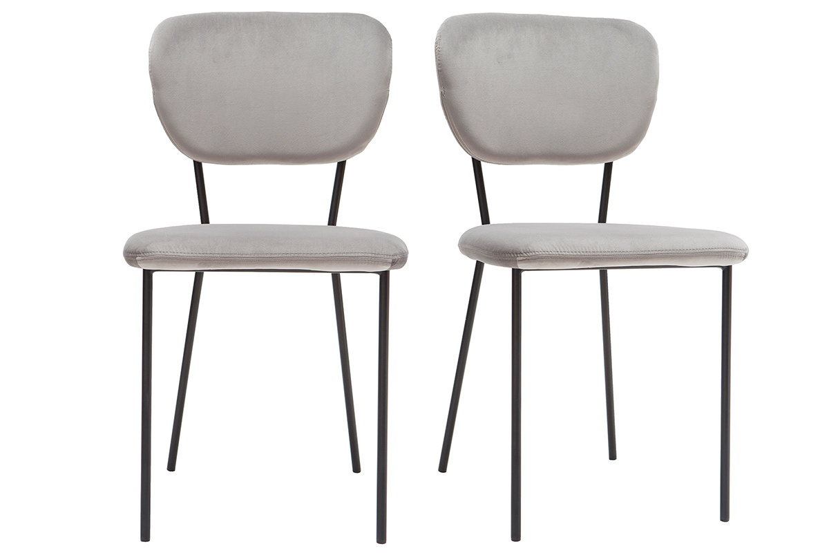 Design-Sthle aus grauem Stoff und schwarzem Metallgestell - 2er-Satz LEPIDUS