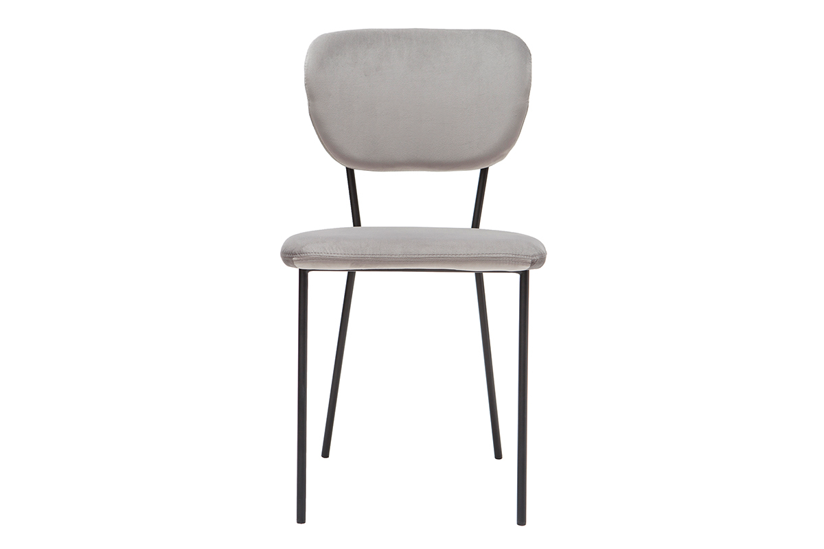 Design-Sthle aus grauem Stoff und schwarzem Metallgestell - 2er-Satz LEPIDUS