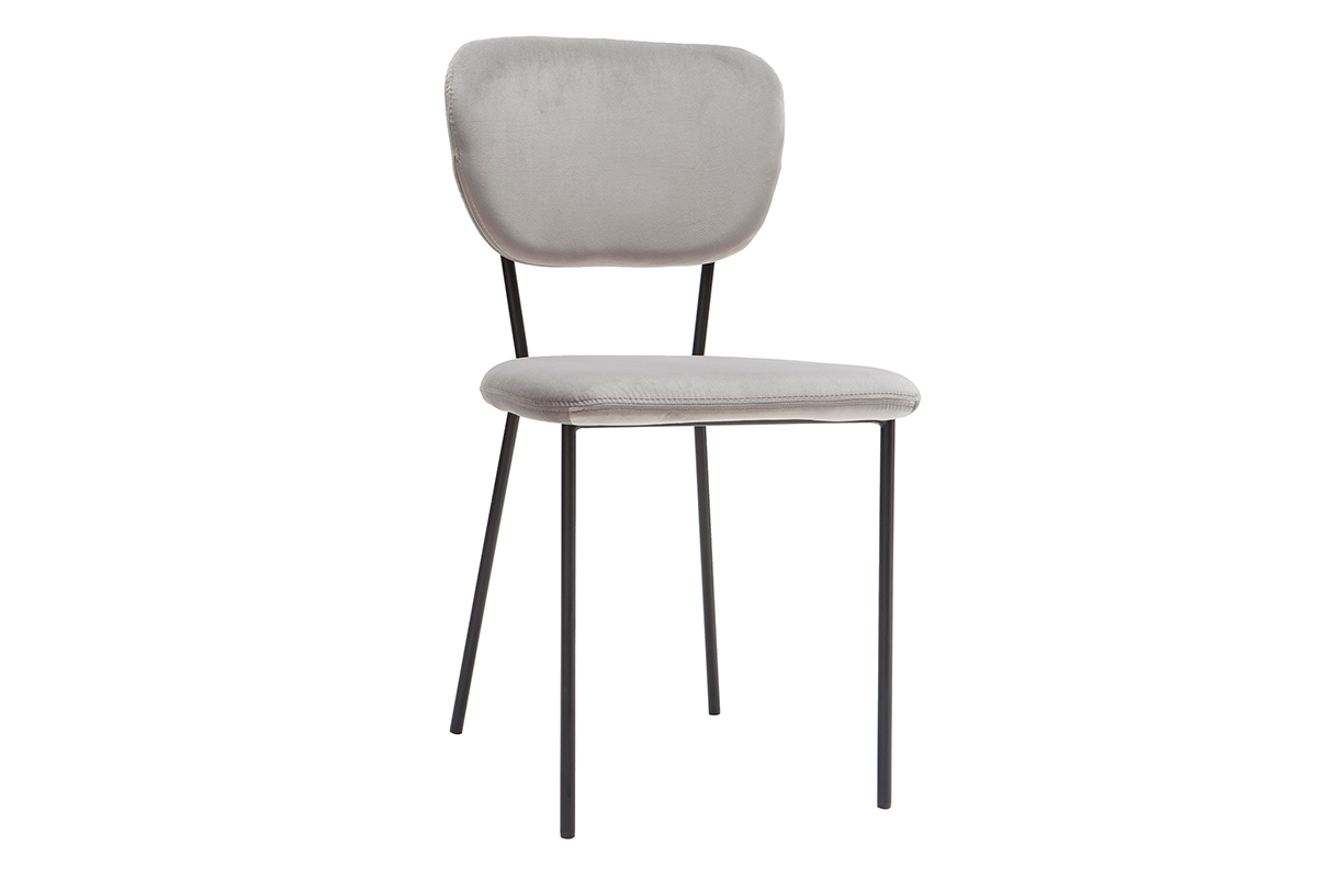 Design-Sthle aus grauem Stoff und schwarzem Metallgestell - 2er-Satz LEPIDUS