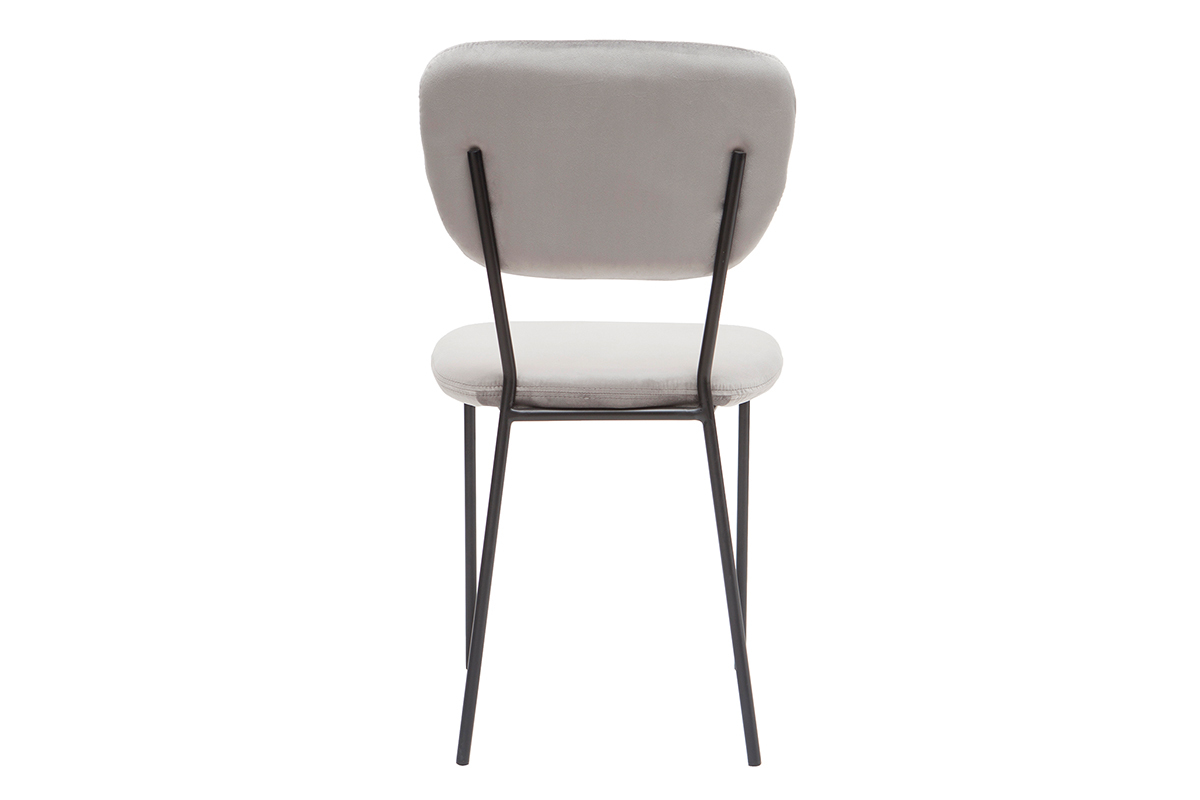 Design-Sthle aus grauem Stoff und schwarzem Metallgestell - 2er-Satz LEPIDUS