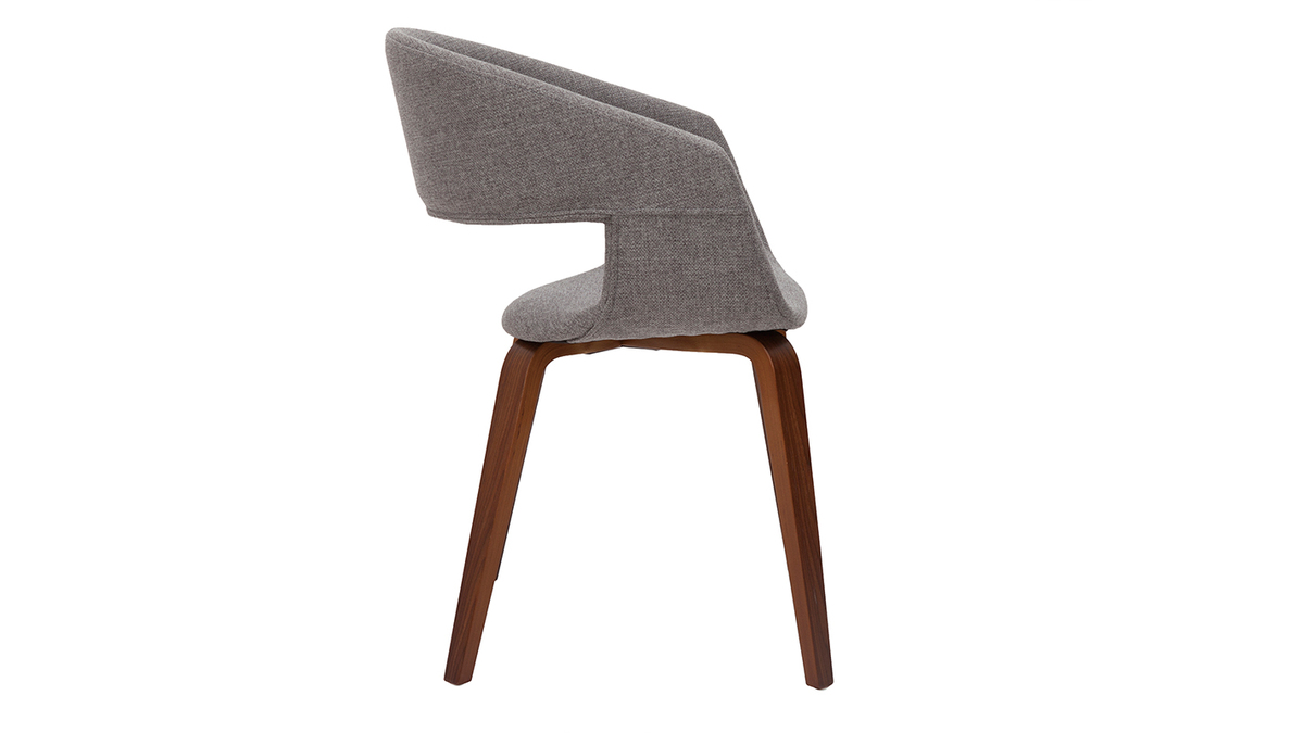 Design-Stühle aus hellgrauem Stoff mit dunklen Holzbeinen (2er-Set) SLAM