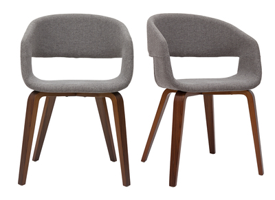 Design-Stühle aus hellgrauem Stoff mit dunklen Holzbeinen (2er-Set) SLAM