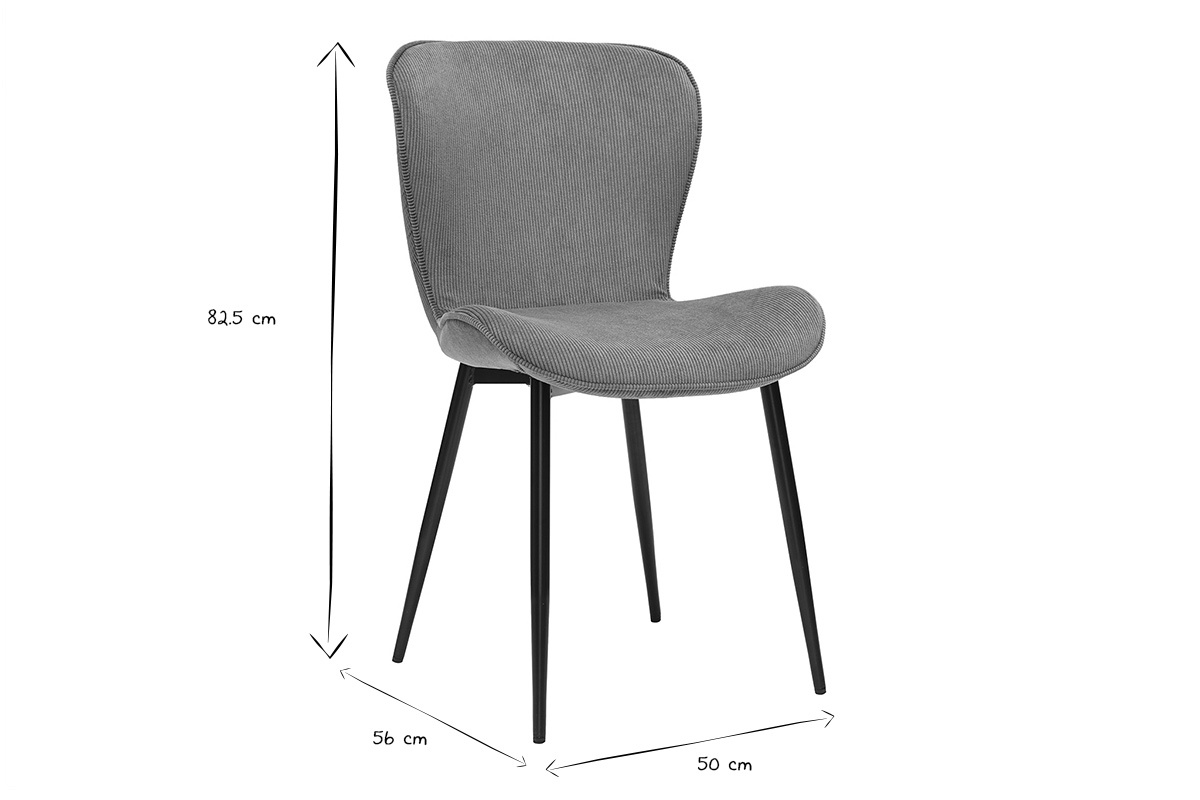 Design Sthle aus khakifarbenem Cordstoff und schwarzem Metall (2er-Set) ADDICT