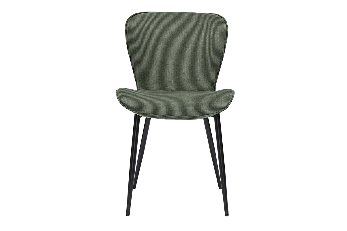 Design Sthle aus khakifarbenem Cordstoff und schwarzem Metall (2er-Set) ADDICT