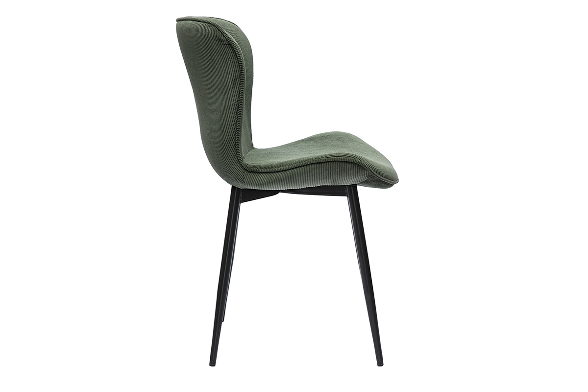 Design Sthle aus khakifarbenem Cordstoff und schwarzem Metall (2er-Set) ADDICT