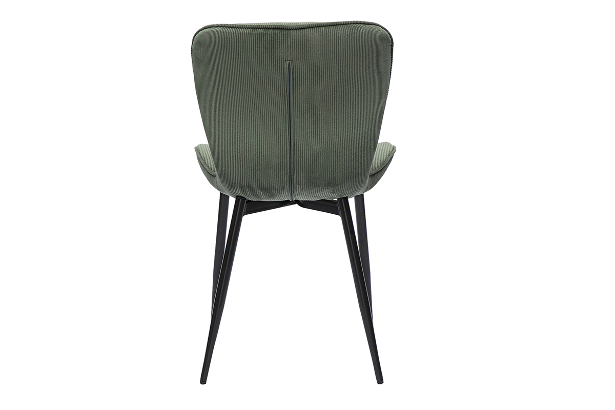 Design Sthle aus khakifarbenem Cordstoff und schwarzem Metall (2er-Set) ADDICT