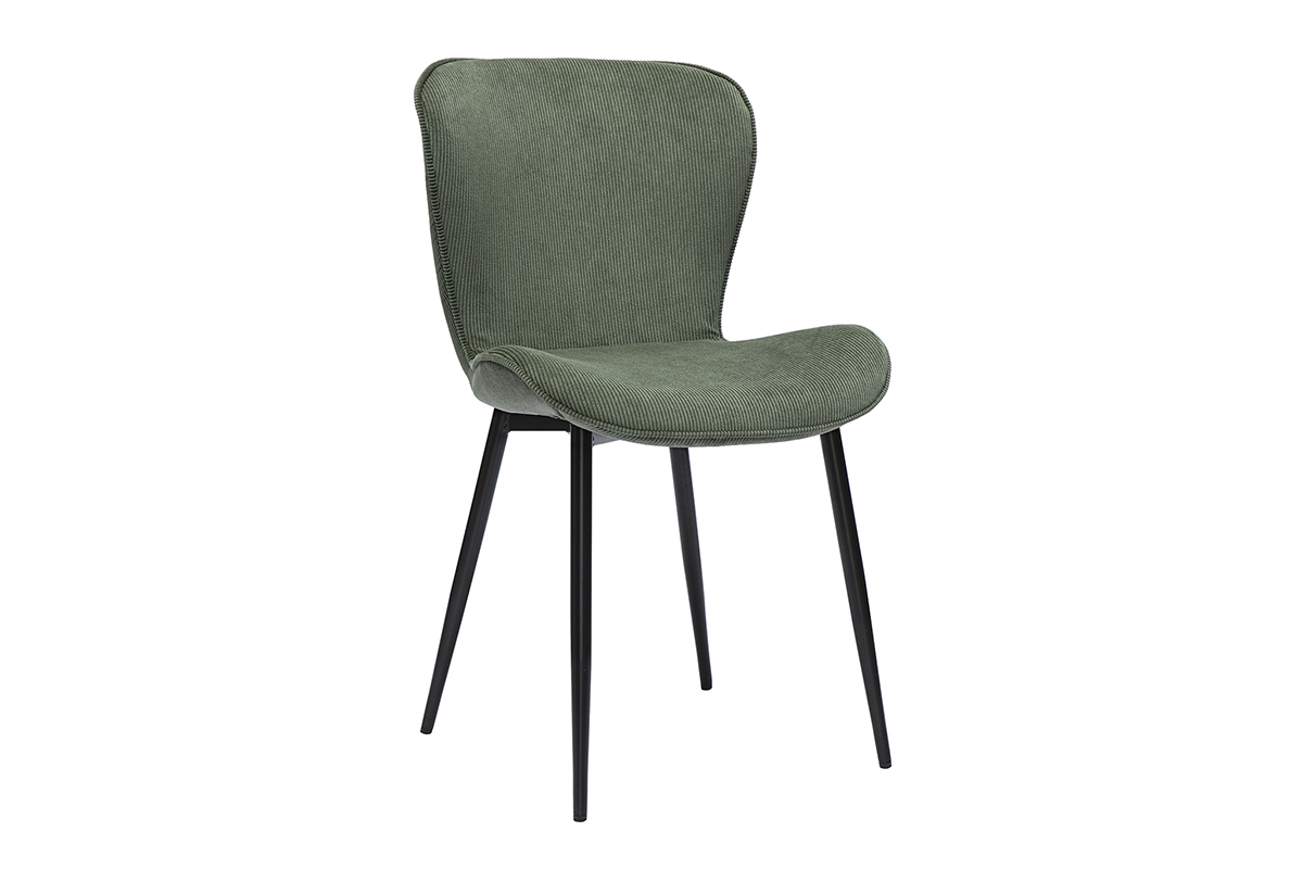 Design Sthle aus khakifarbenem Cordstoff und schwarzem Metall (2er-Set) ADDICT