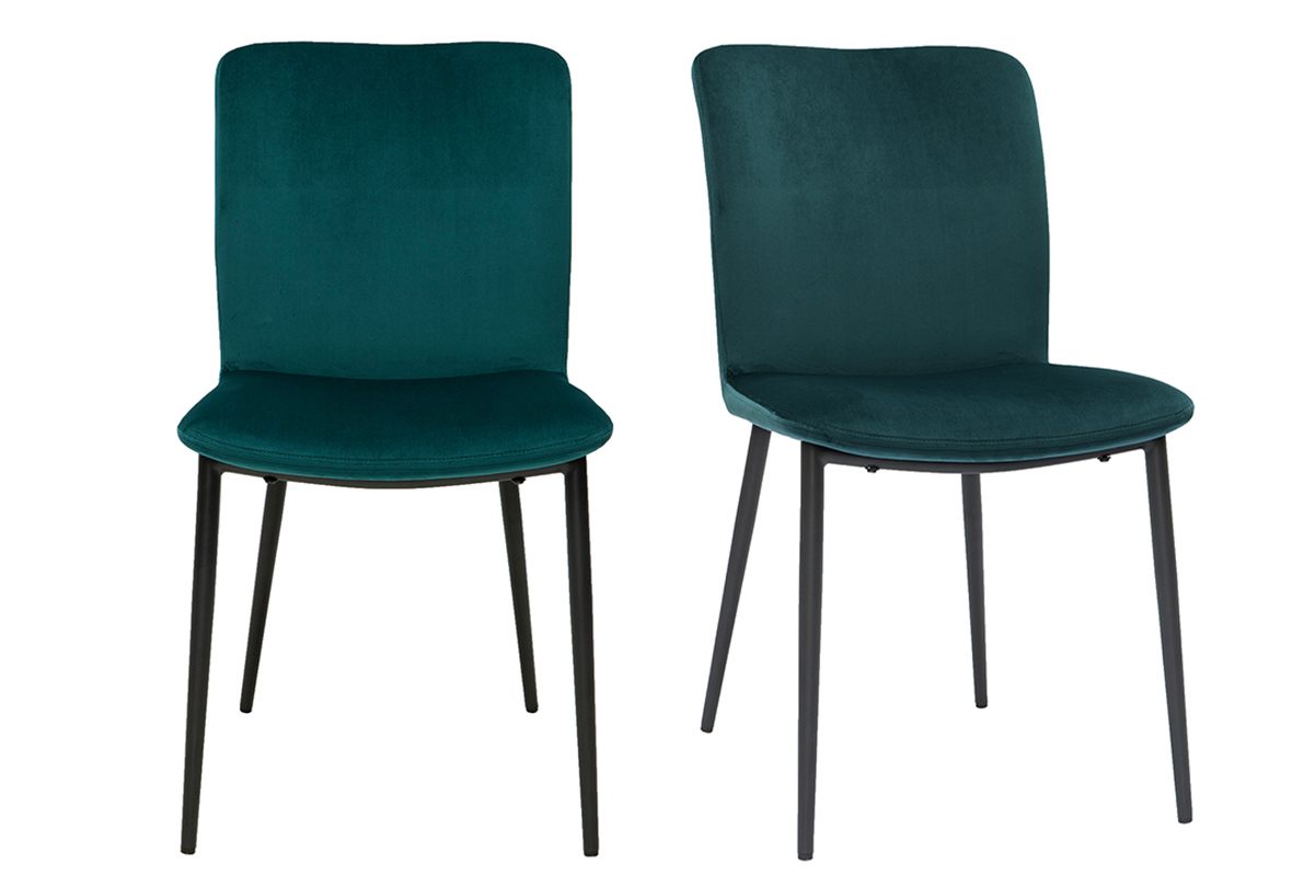 Design-Sthle aus petrolblauem Samt (2er-Set) FOSTY