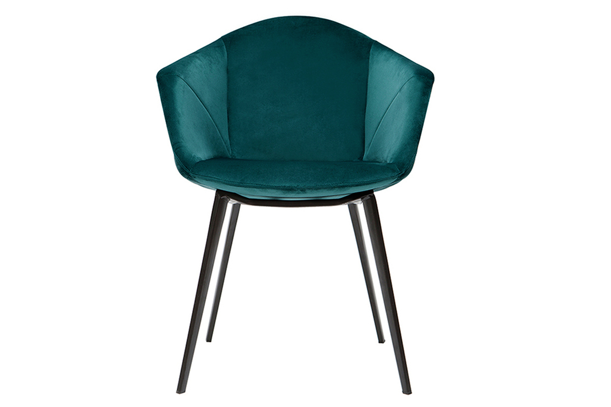 Design-Sthle aus petrolblauem Samt und Metall (2er-Set) TAYA