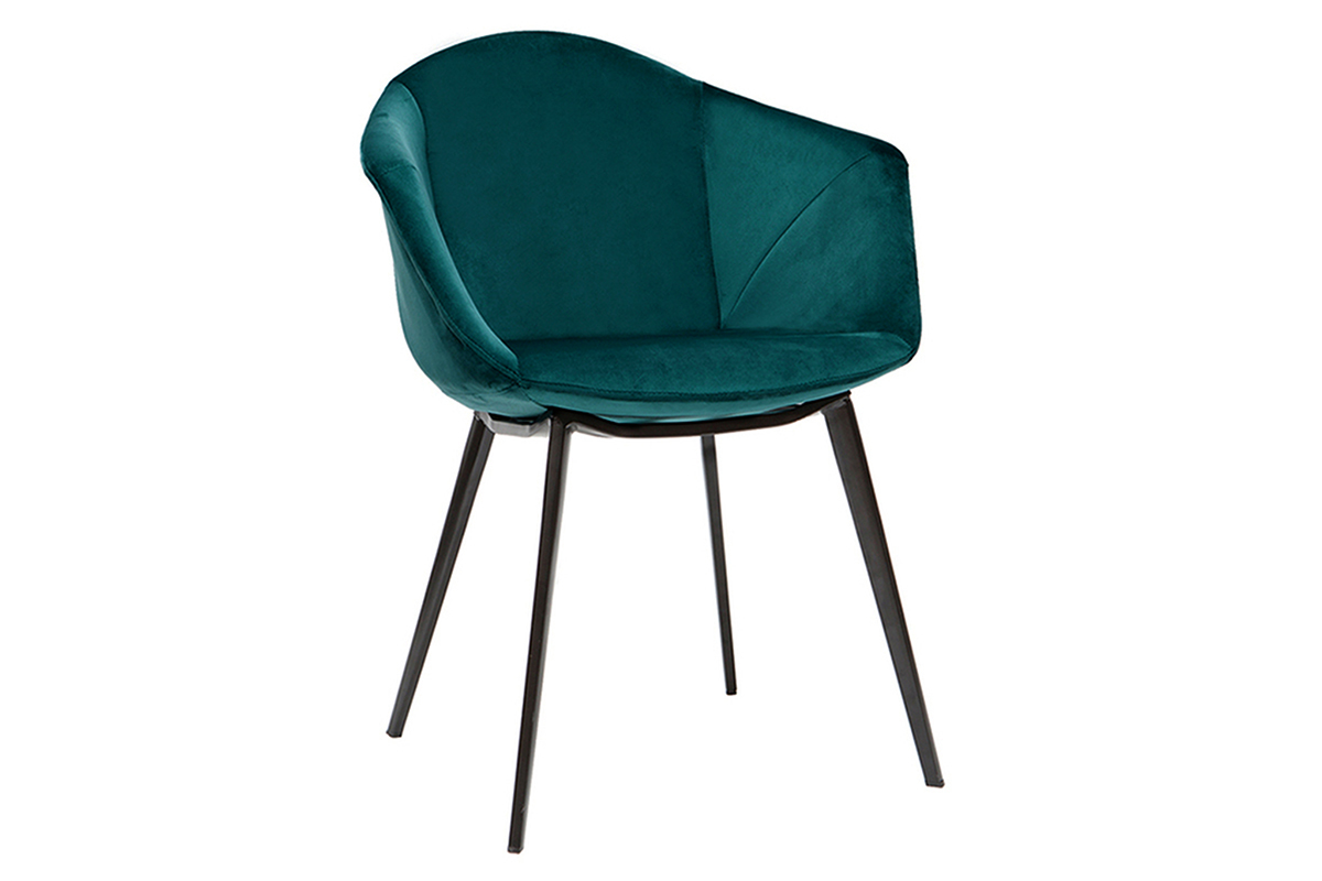 Design-Sthle aus petrolblauem Samt und Metall (2er-Set) TAYA