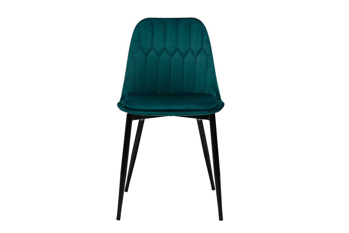 Design-Sthle aus petrolblauem Samt und Metallbeinen (2er-Set) FUSE