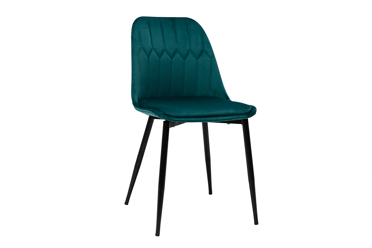 Design-Sthle aus petrolblauem Samt und Metallbeinen (2er-Set) FUSE