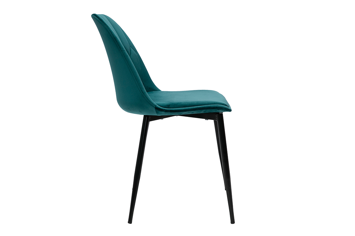 Design-Sthle aus petrolblauem Samt und Metallbeinen (2er-Set) FUSE