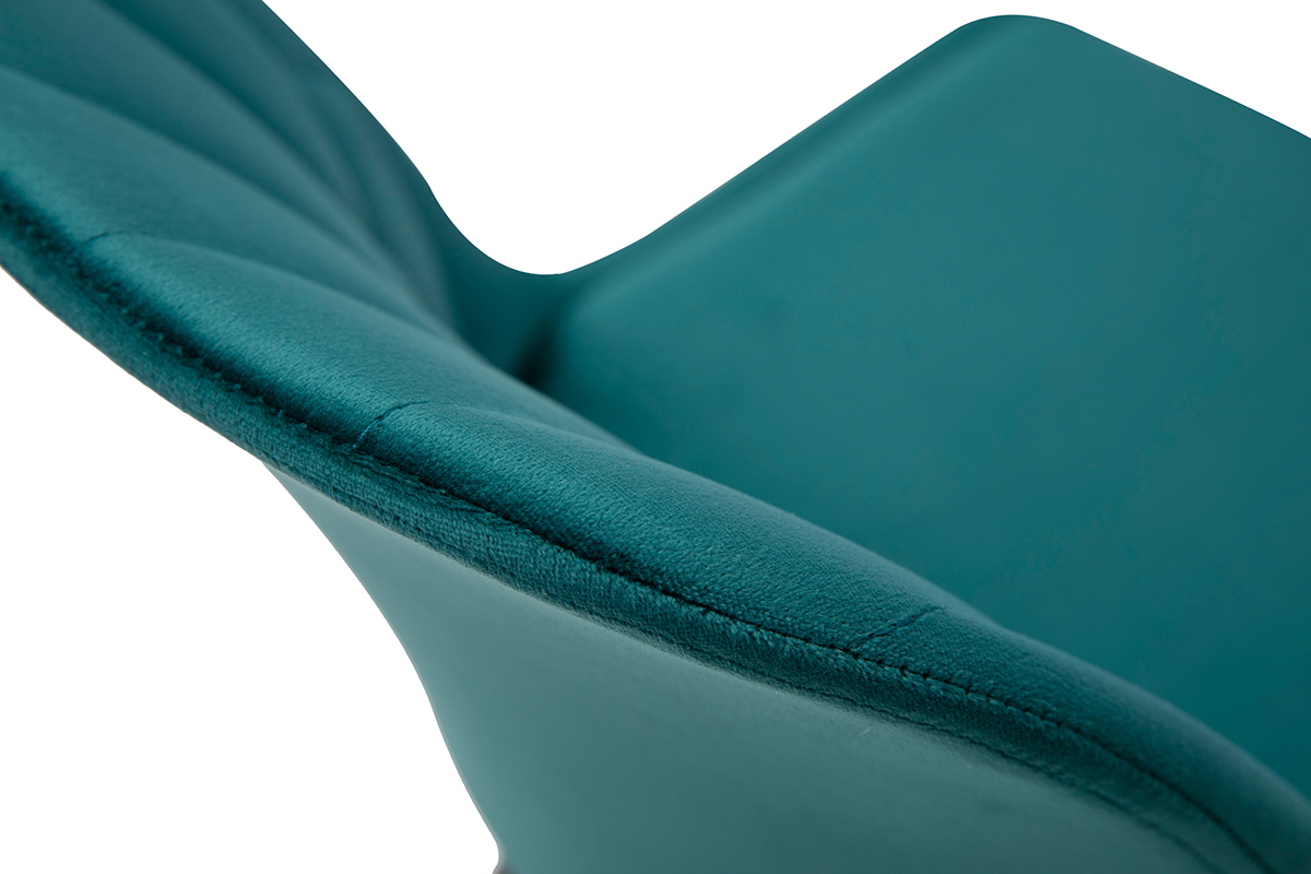 Design-Sthle aus petrolblauem Samt und Metallbeinen (2er-Set) FUSE