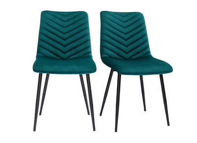 Design-Stühle aus petrolblauem Samtstoff und schwarzem Metall (2er-Set) PUMPKIN