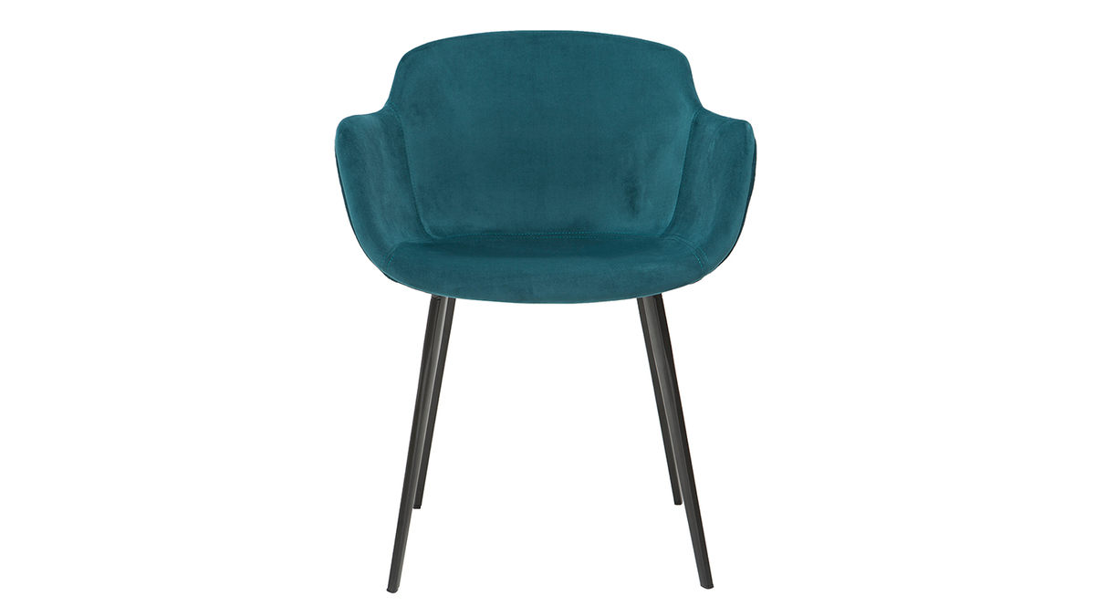 Design-Stühle aus petrolblauem Stoff und schwarzem Metall (2er-Set) SAKE