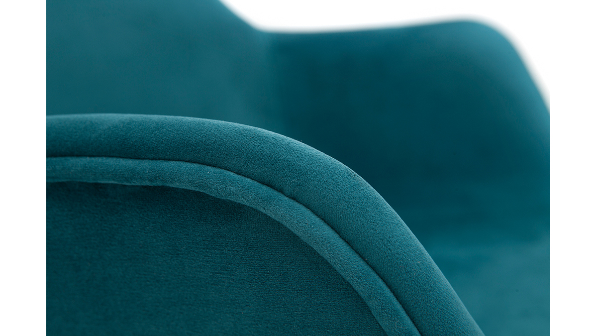 Design-Stühle aus petrolblauem Stoff und schwarzem Metall (2er-Set) SAKE