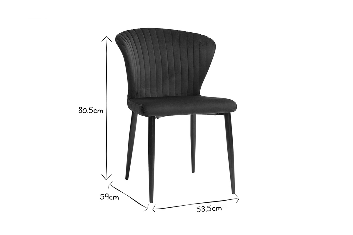 Design-Sthle aus schwarzem Samt (2er-Set) KAYEL
